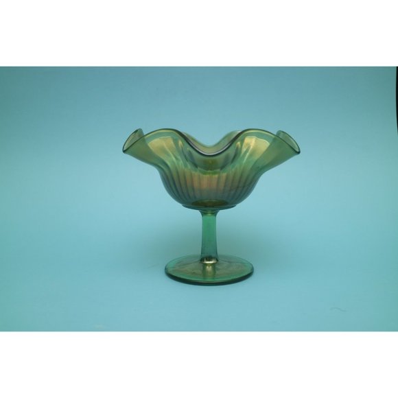 Northwood Iridescent Marigold Smooth Ray Carnival Glass Vase - Picture 3 of 5